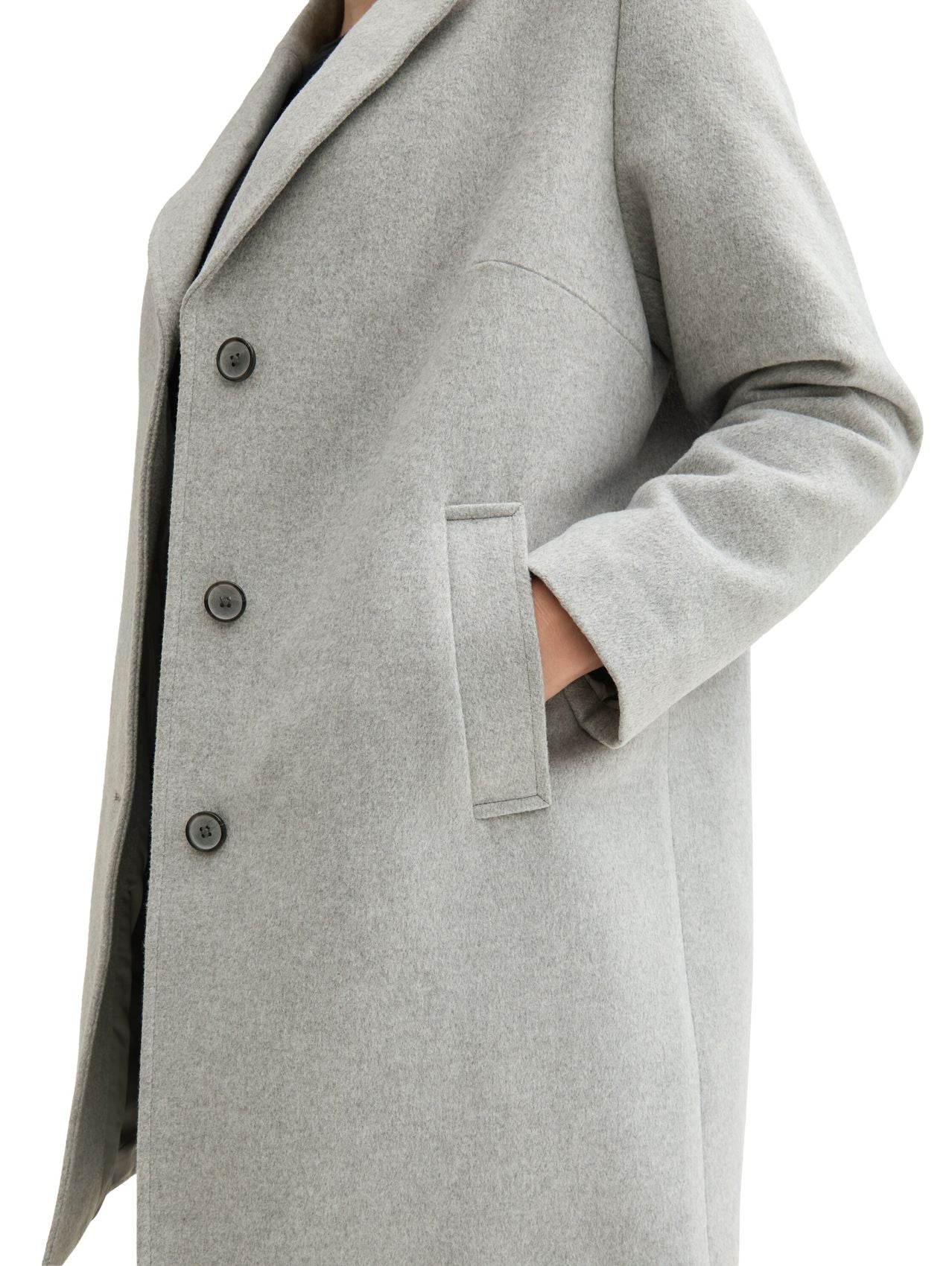 TOM TAILOR Plus Size - Langer Mantel mit recycelter Wolle