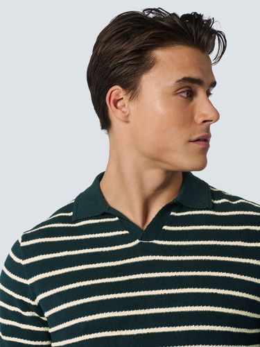 NO EXCESS NO EXCESS Pullover Short Sleeve Polo 2 Coloured Stripe With Linen