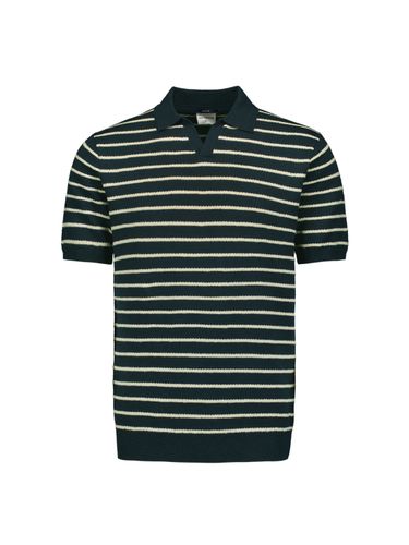 NO EXCESS NO EXCESS Pullover Short Sleeve Polo 2 Coloured Stripe With Linen