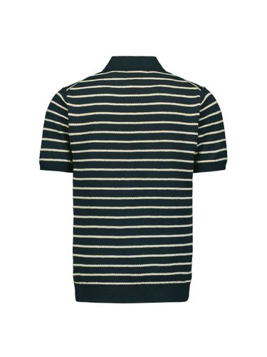 NO EXCESS NO EXCESS Pullover Short Sleeve Polo 2 Coloured Stripe With Linen
