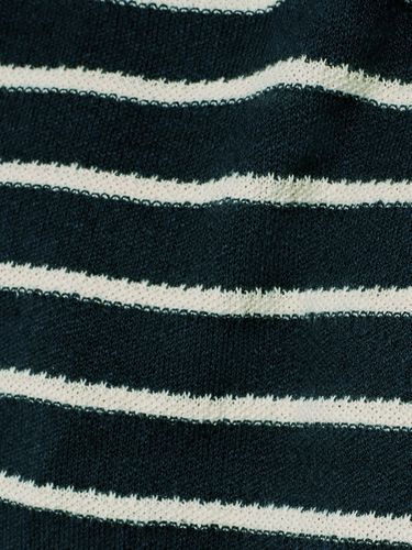 NO EXCESS NO EXCESS Pullover Short Sleeve Polo 2 Coloured Stripe With Linen