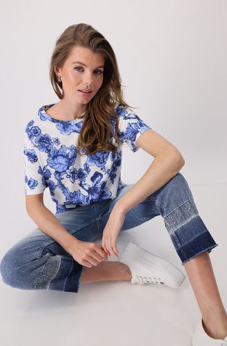MONARI T-Shirt, denim blue gemustert
