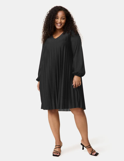 SAMOON Softes Plisseekleid mit dezentem Glitzer-Effekt