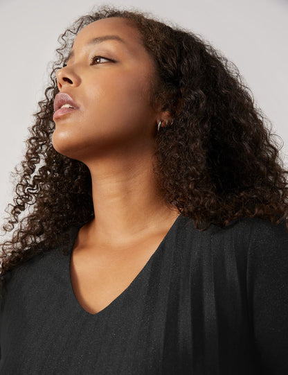 SAMOON Softes Plisseekleid mit dezentem Glitzer-Effekt
