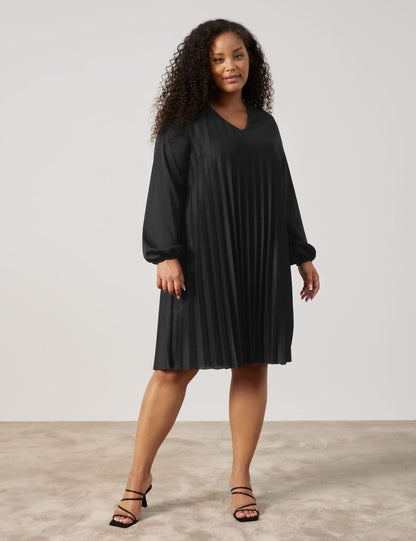 SAMOON Softes Plisseekleid mit dezentem Glitzer-Effekt