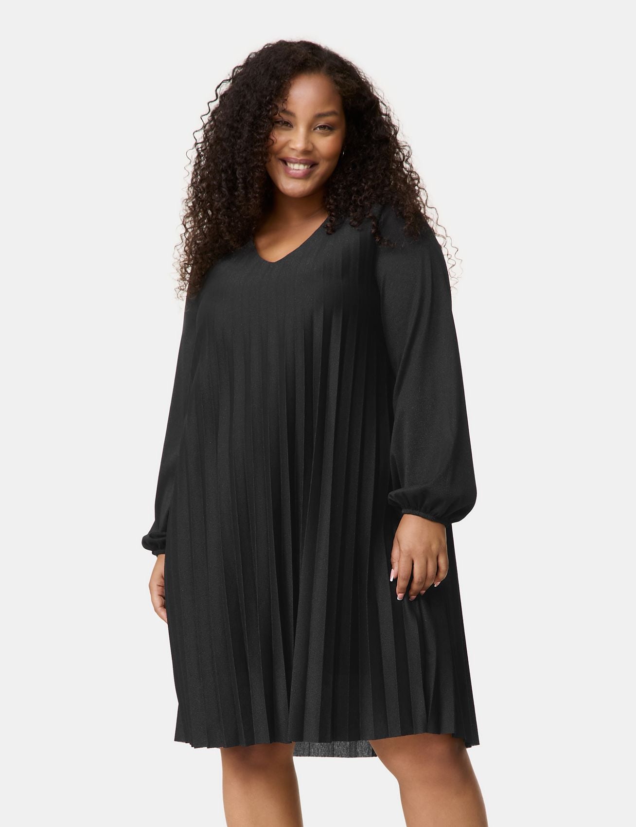 SAMOON Softes Plisseekleid mit dezentem Glitzer-Effekt