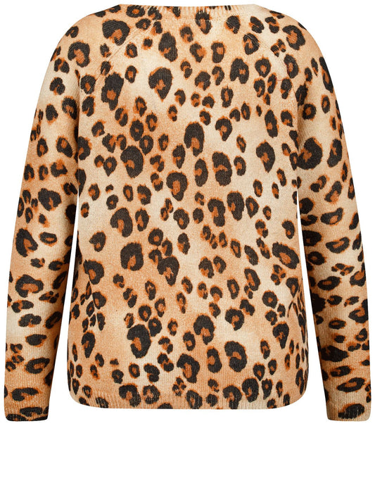 SAMOON Pullover mit Leo-Dessin