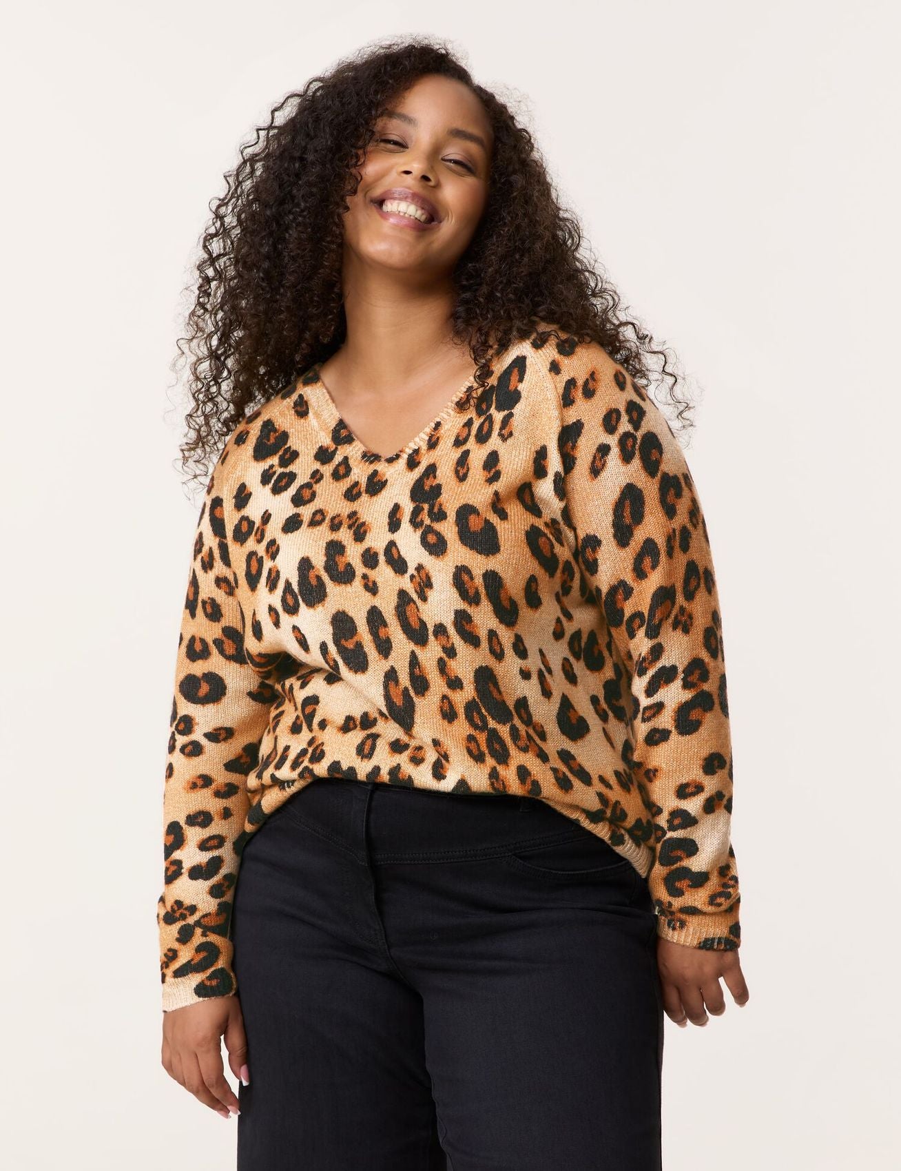 SAMOON Pullover mit Leo-Dessin