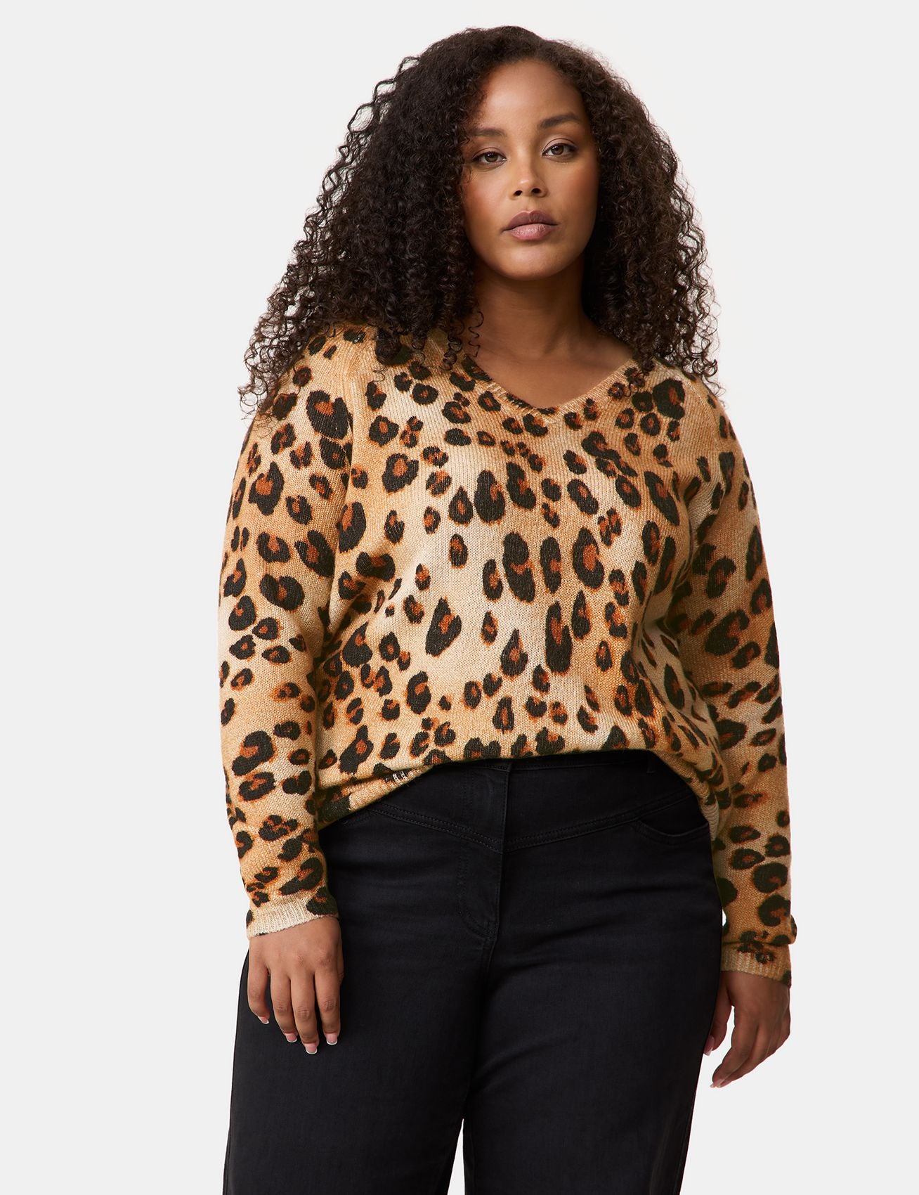SAMOON Pullover mit Leo-Dessin