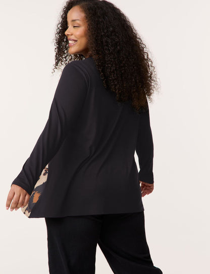 SAMOON Ausgestelltes Langarmshirt mit Leo-Print
