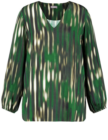SAMOON Print-Bluse mit V-Ausschnitt