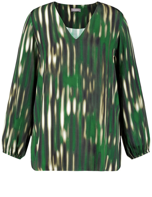 SAMOON Print-Bluse mit V-Ausschnitt