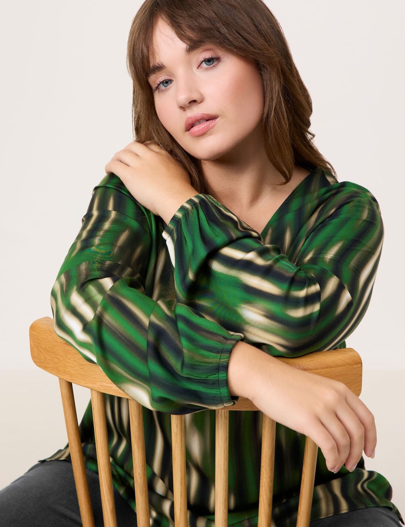 SAMOON Print-Bluse mit V-Ausschnitt