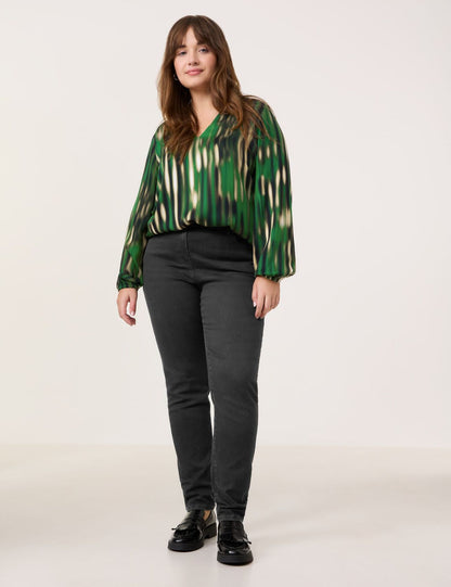 SAMOON Print-Bluse mit V-Ausschnitt