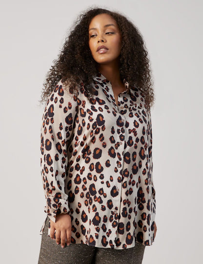 SAMOON Bluse mit Leo-Print