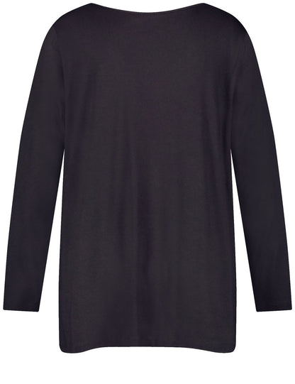 SAMOON Ausgestelltes Langarmshirt mit Leo-Print