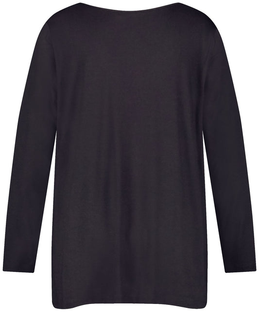 SAMOON Ausgestelltes Langarmshirt mit Leo-Print