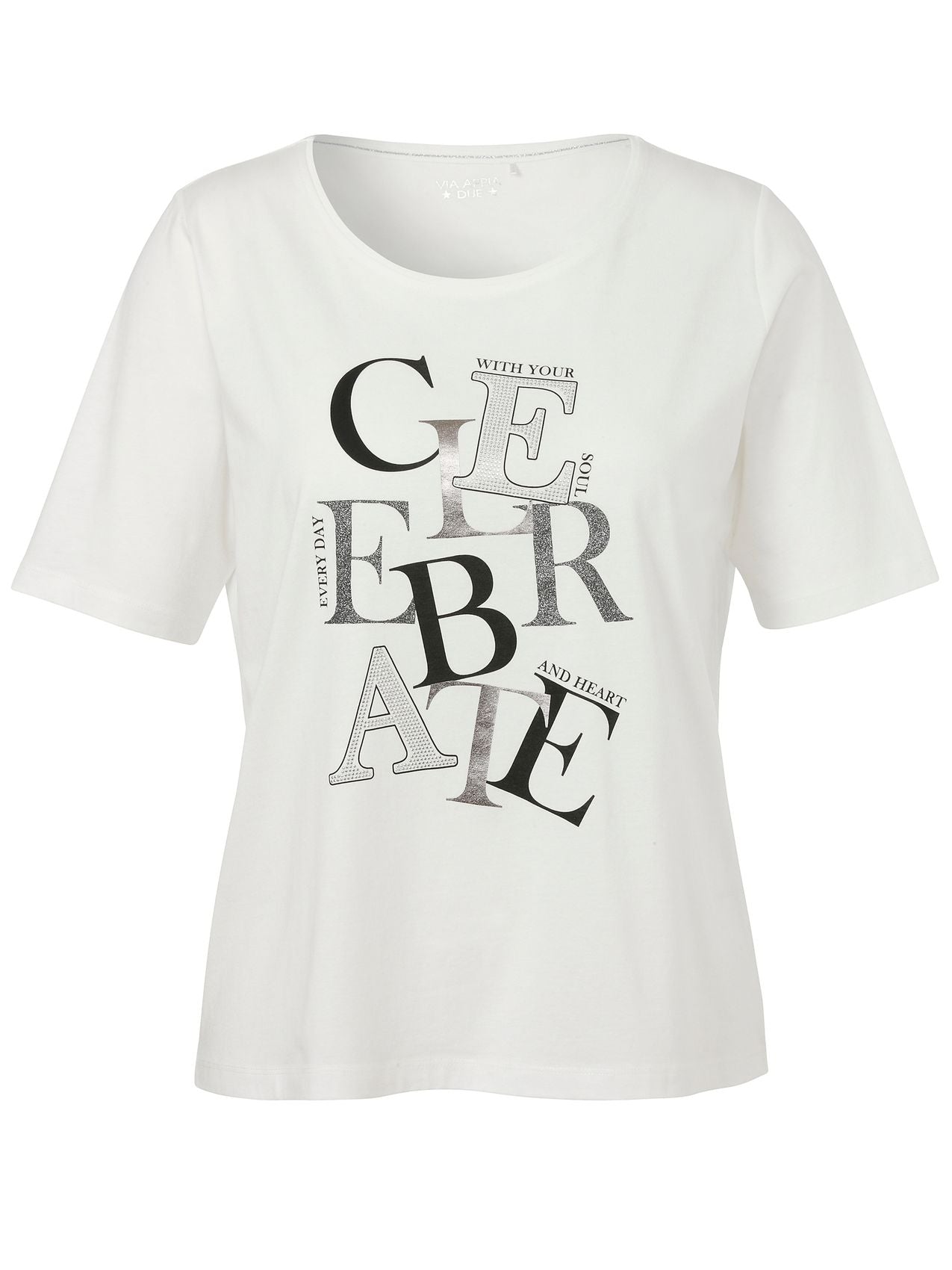 VIA APPIA T-Shirt Rundhals 1/2 Arm Druck Motiv Strass