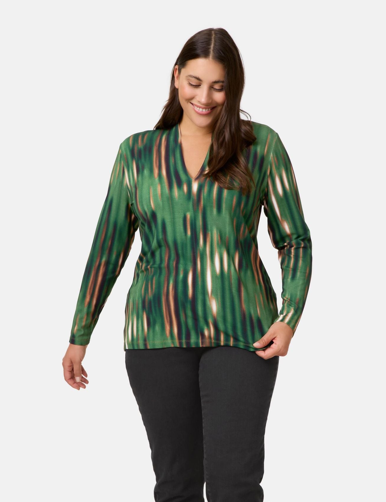 SAMOON Langarmshirt mit Kelchkragen