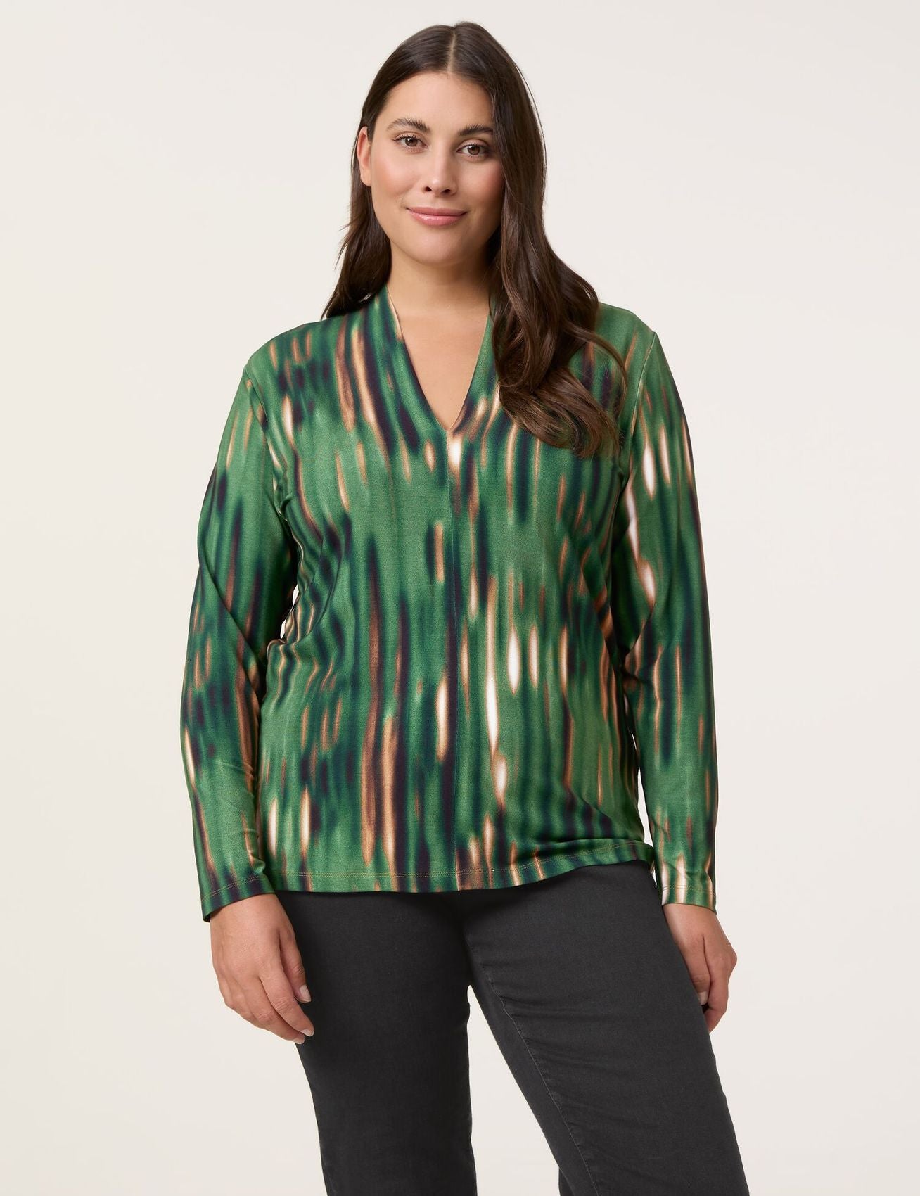 SAMOON Langarmshirt mit Kelchkragen