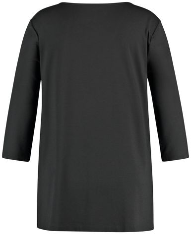 Ausgestelltes 3/4 Arm Shirt mit Material-Mix