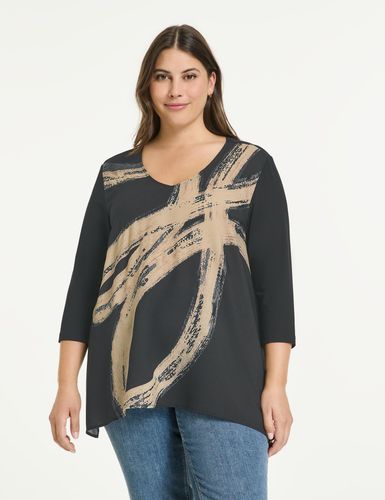 Ausgestelltes 3/4 Arm Shirt mit Material-Mix