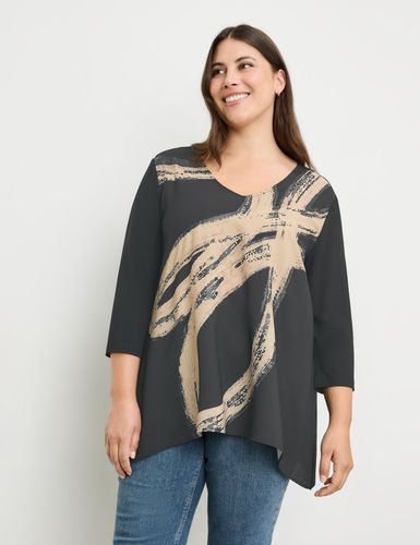 Ausgestelltes 3/4 Arm Shirt mit Material-Mix