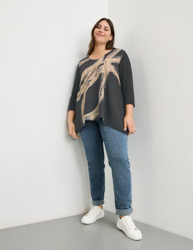 Ausgestelltes 3/4 Arm Shirt mit Material-Mix