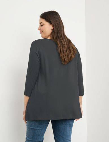 Ausgestelltes 3/4 Arm Shirt mit Material-Mix