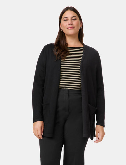 Lange Basic-Strickjacke