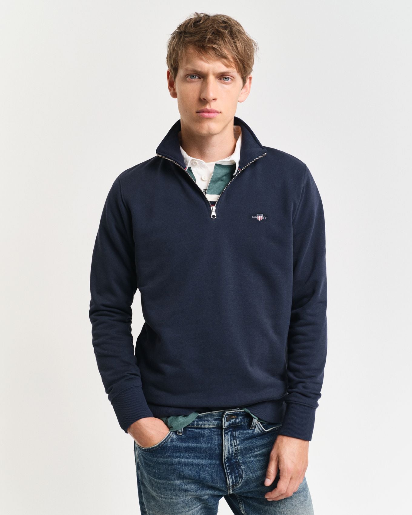 GANT Shield Sweatshirt mit halblangem Reißverschluss