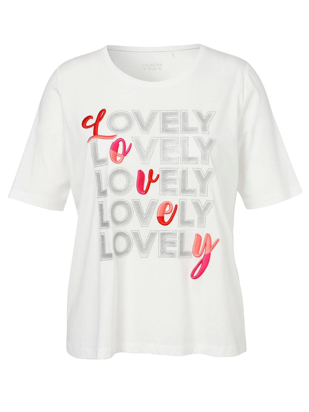 VIA APPIA T-Shirt Rundhals 1/2 Arm Druck Motiv Stickerei