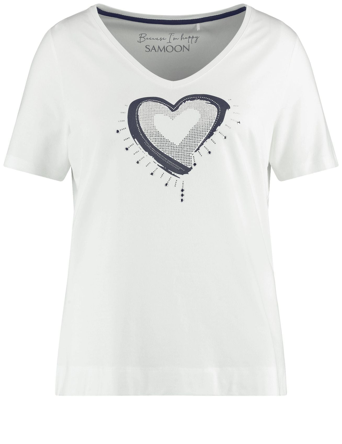 SAMOON Weiches Shirt mit verziertem Herz-Print 44