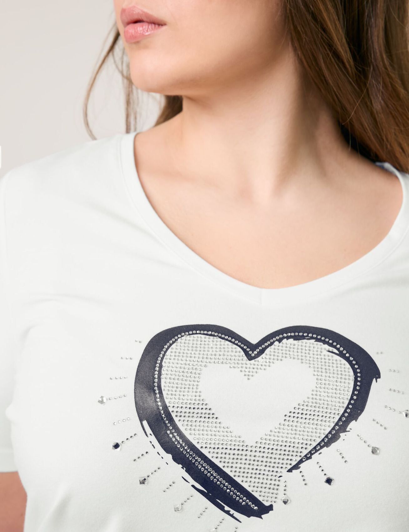 SAMOON Weiches Shirt mit verziertem Herz-Print