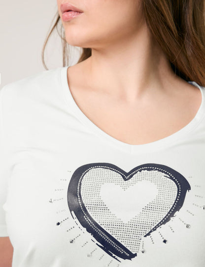 SAMOON Weiches Shirt mit verziertem Herz-Print