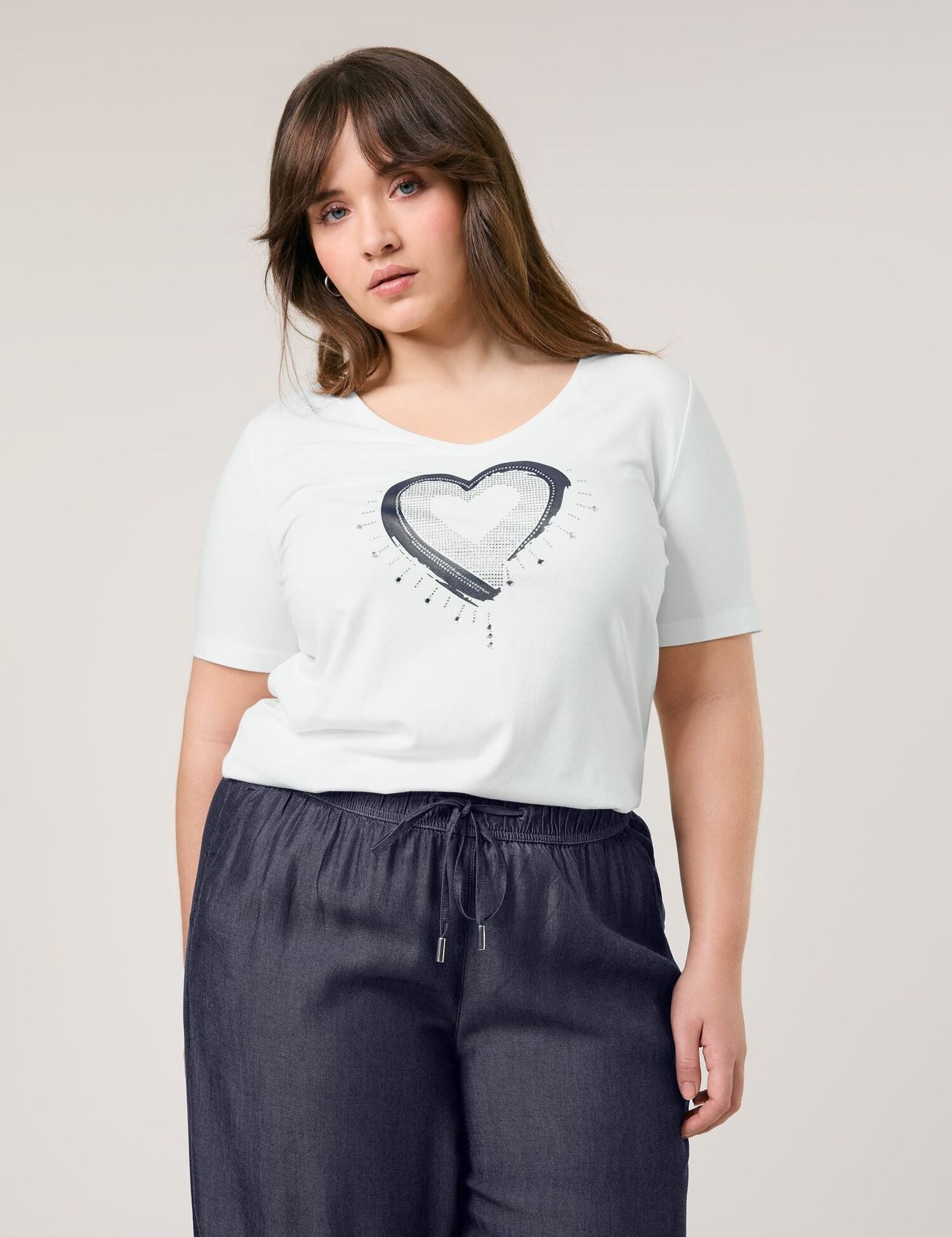 SAMOON Weiches Shirt mit verziertem Herz-Print