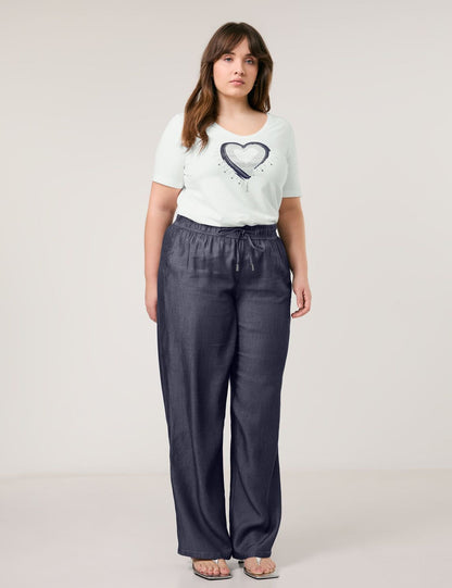 SAMOON Weiches Shirt mit verziertem Herz-Print