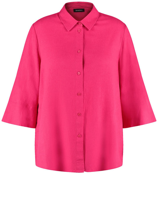 3/4 Arm Bluse aus Viskose-Leinen-Mix