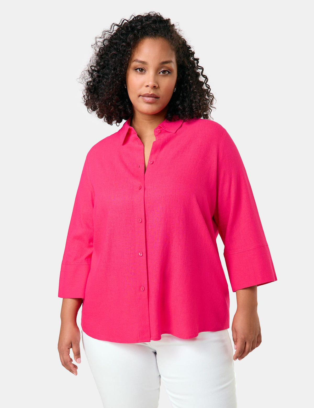 3/4 Arm Bluse aus Viskose-Leinen-Mix