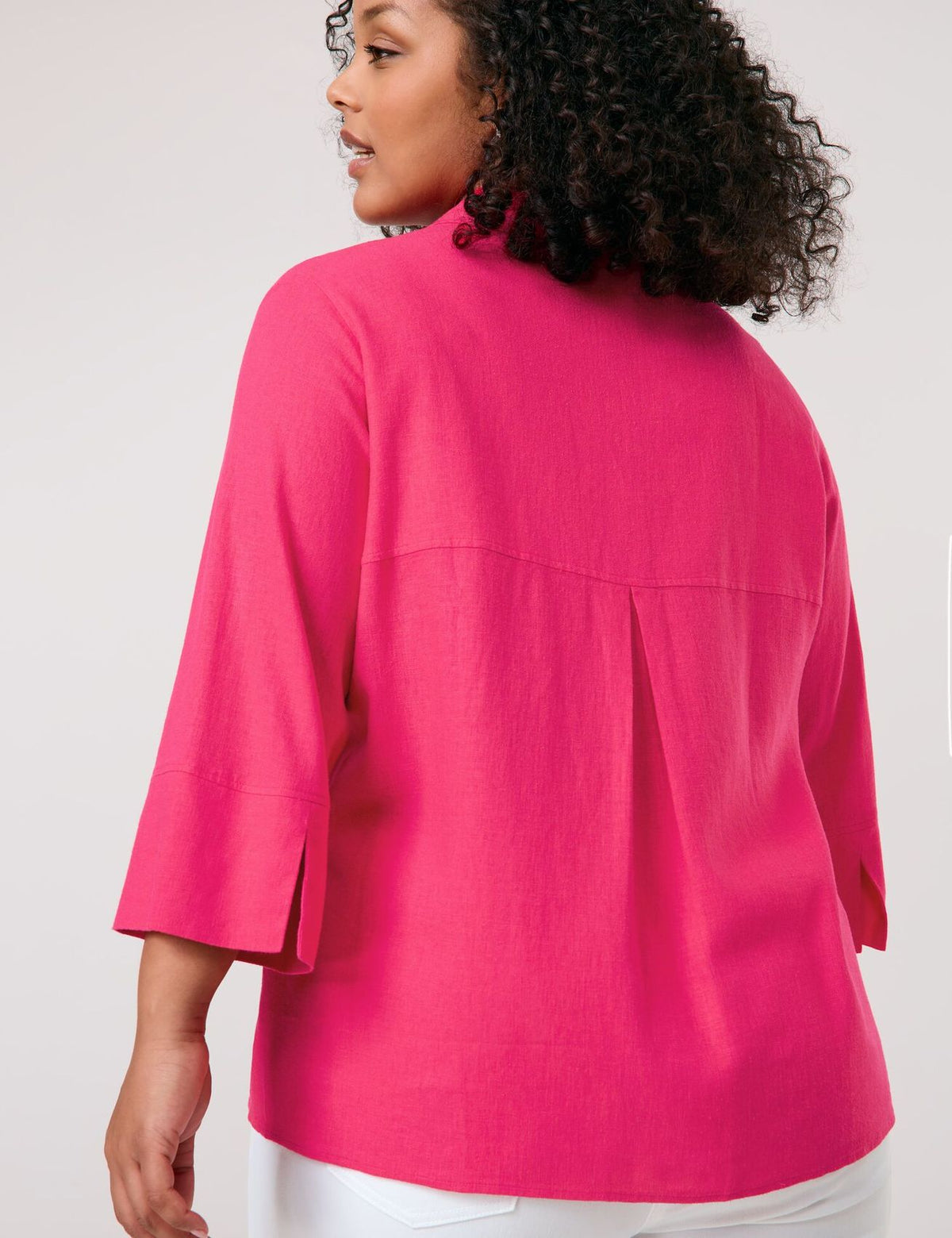 3/4 Arm Bluse aus Viskose-Leinen-Mix