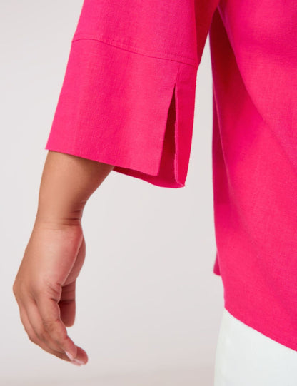 3/4 Arm Bluse aus Viskose-Leinen-Mix