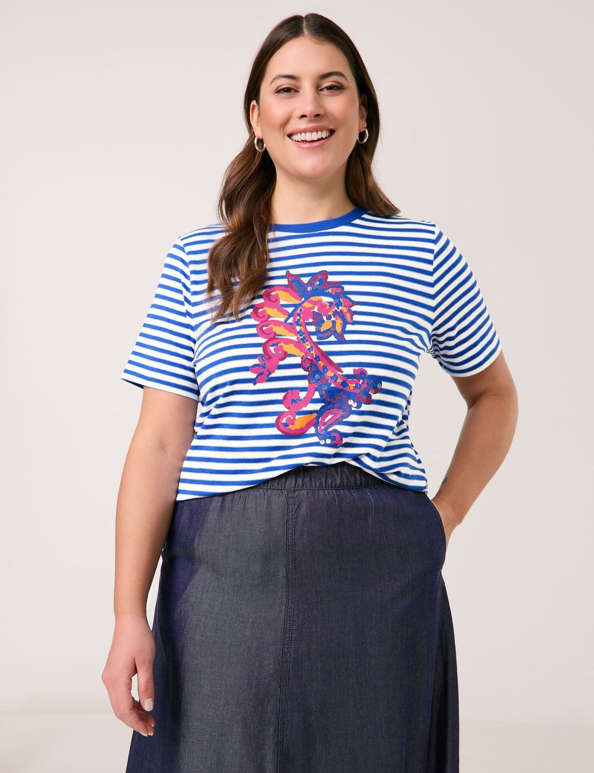 Ringelshirt mit Paisley-Print
