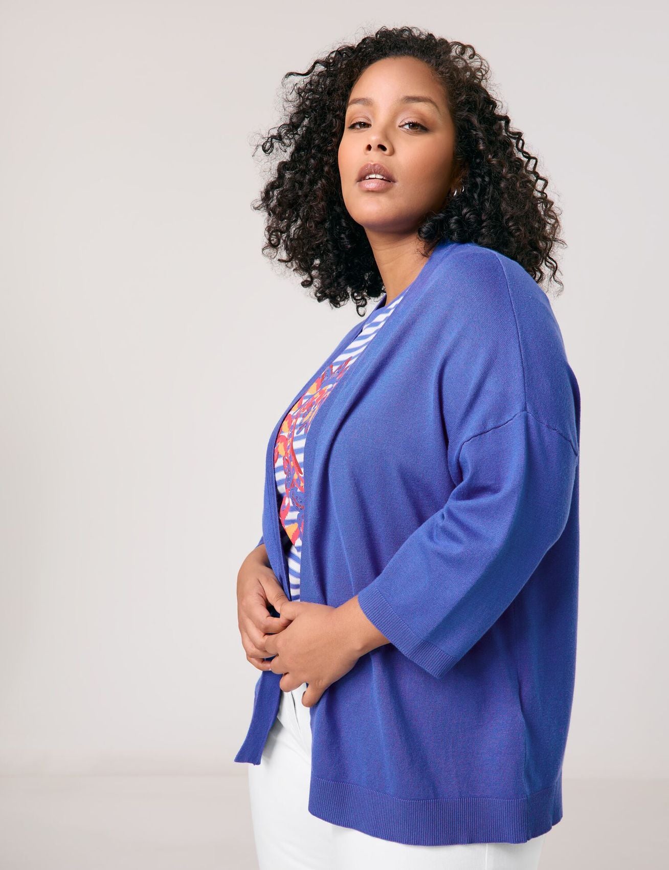 SAMOON Lässige Strickjacke mit halbem Arm