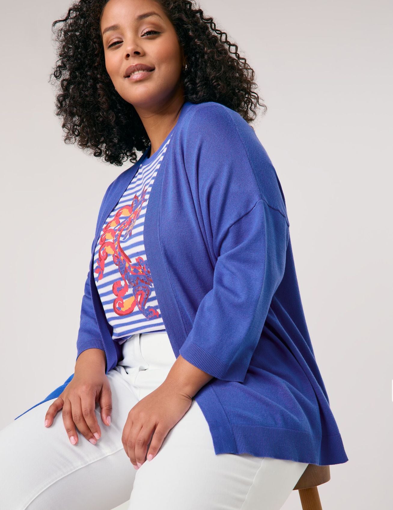 SAMOON Lässige Strickjacke mit halbem Arm