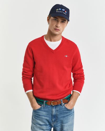 GANT Klassischer V-Neck Pullover aus Baumwolle