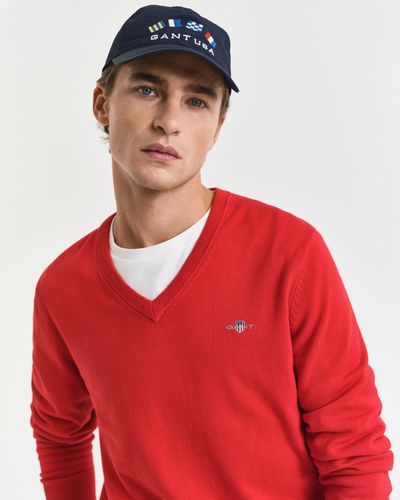 GANT Klassischer V-Neck Pullover aus Baumwolle