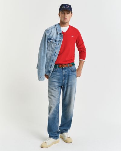 GANT Klassischer V-Neck Pullover aus Baumwolle