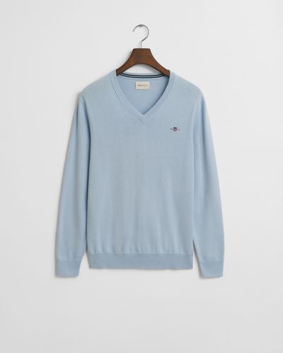 GANT Klassischer V-Neck Pullover aus Baumwolle L