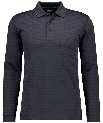 RAGMAN Softknit-Polo mit Alloverprint, Langarm