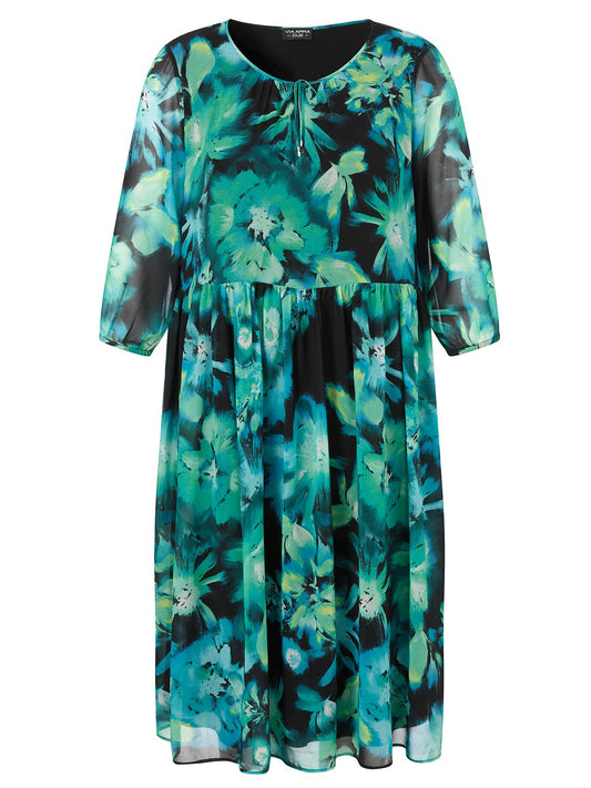 VIA APPIA Kleid V-Ausschnitt 3/4 Arm Druck